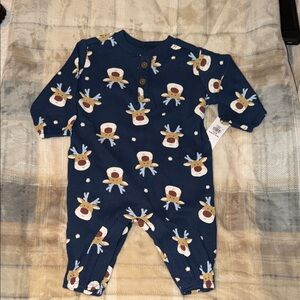 Old Navy Navy Reindeer Pattern Bodysuit